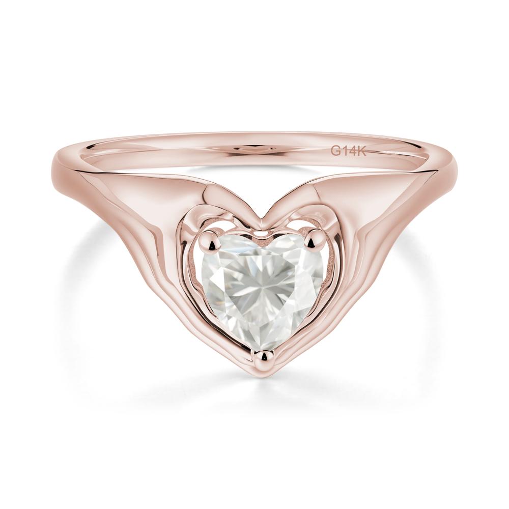 Moissanite Claddagh Promise Ring - LUO Jewelry #metal_14k rose gold