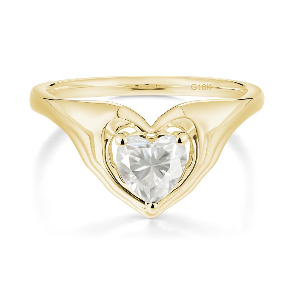 Moissanite Claddagh Promise Ring - LUO Jewelry #metal_18k yellow gold
