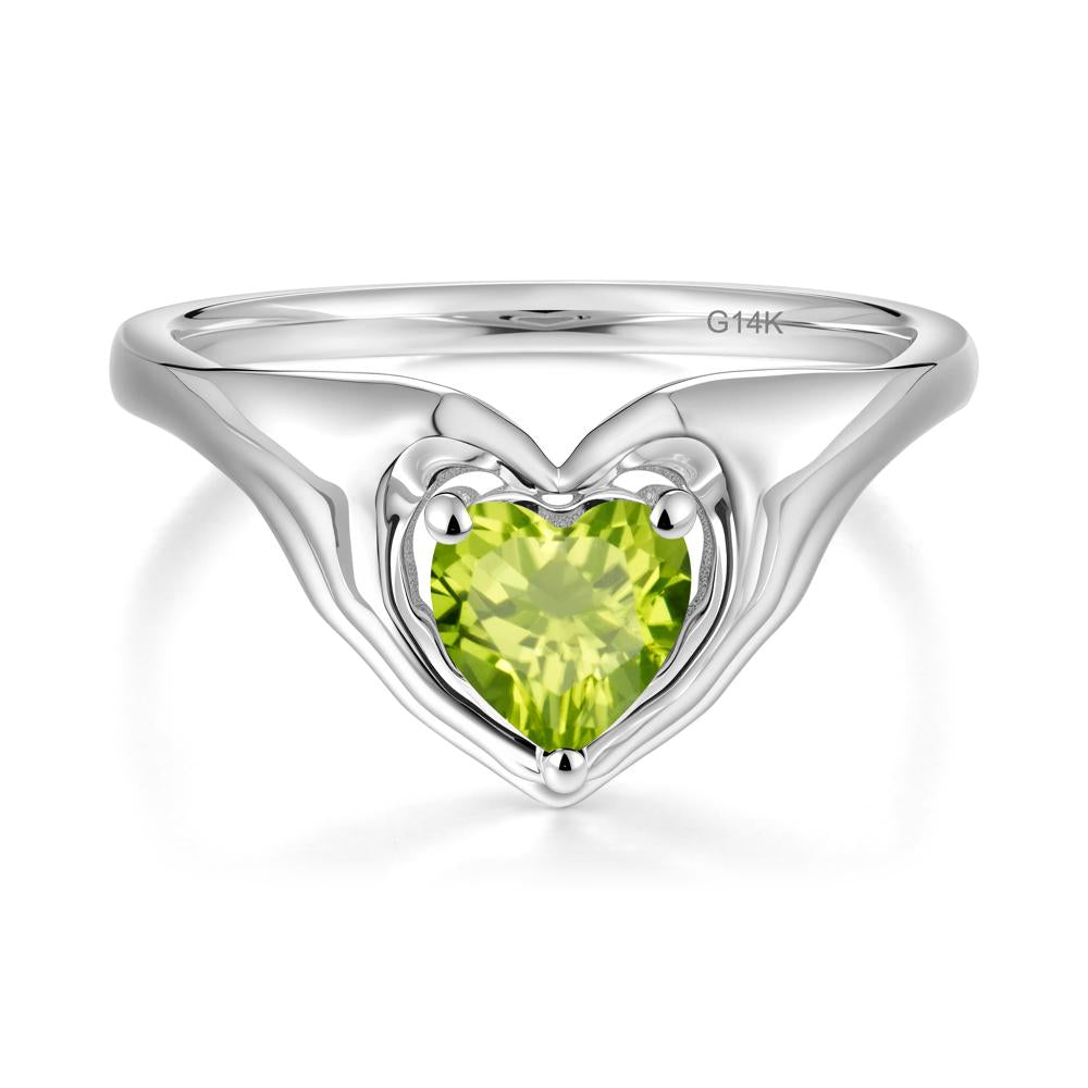 Peridot Claddagh Promise Ring - LUO Jewelry #metal_14k white gold