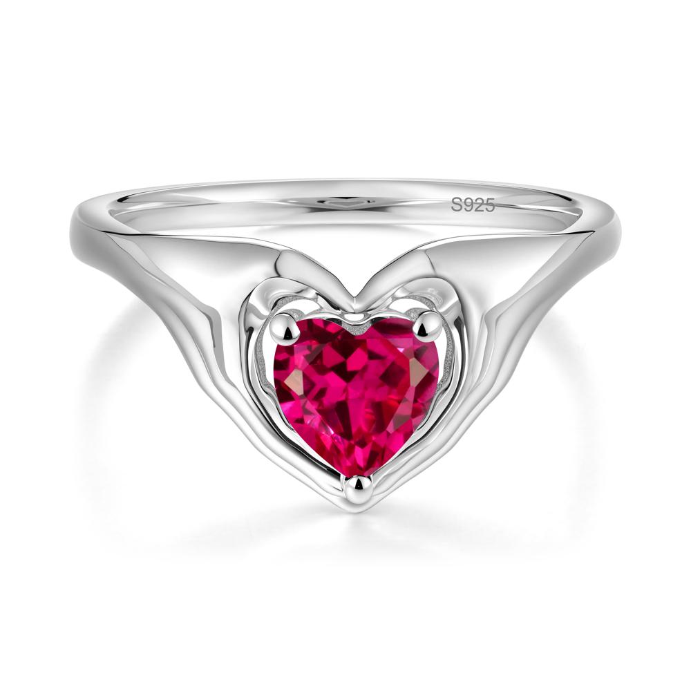 Heart Shapped Ruby Claddagh Ring - LUO Jewelry #metal_sterling silver
