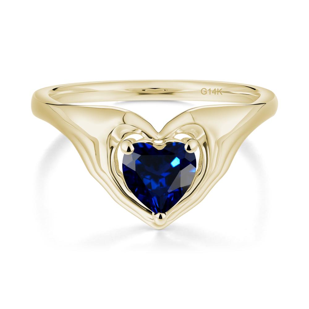 Heart Shapped Sapphire Claddagh Ring - LUO Jewelry #metal_14k yellow gold