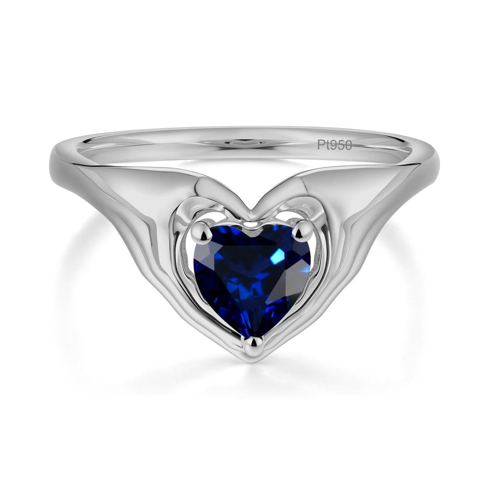 Heart Shapped Sapphire Claddagh Ring - LUO Jewelry #metal_platinum
