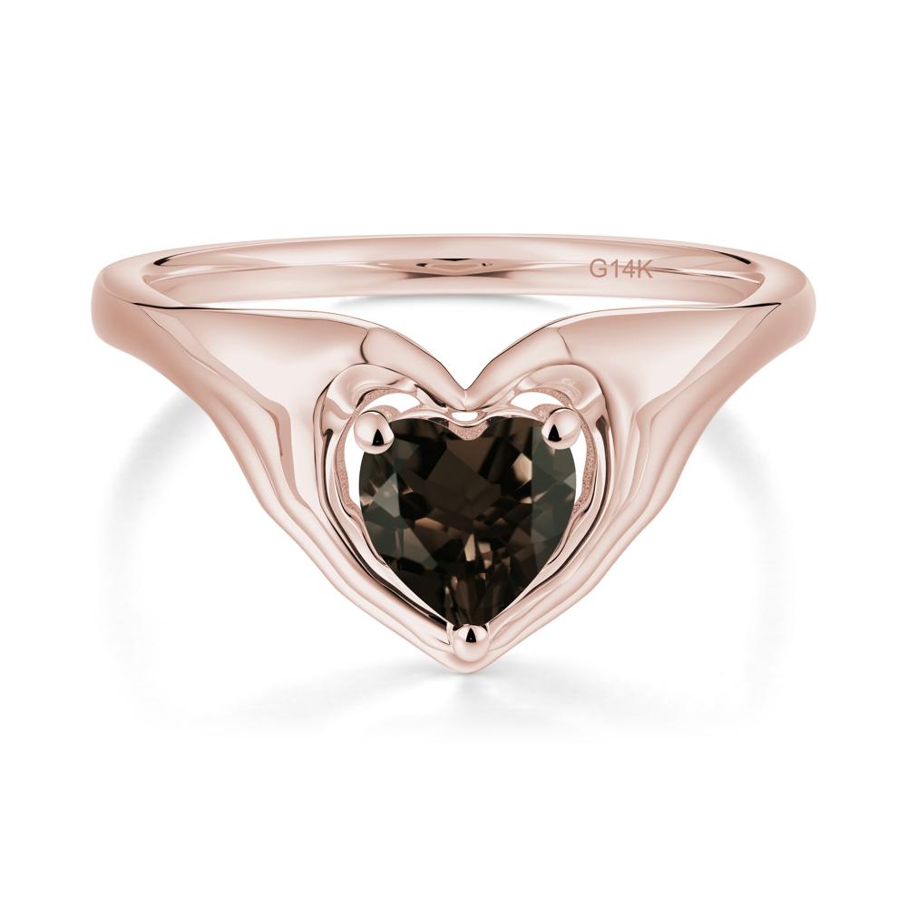Smoky Quartz Claddagh Promise Ring - LUO Jewelry #metal_14k rose gold