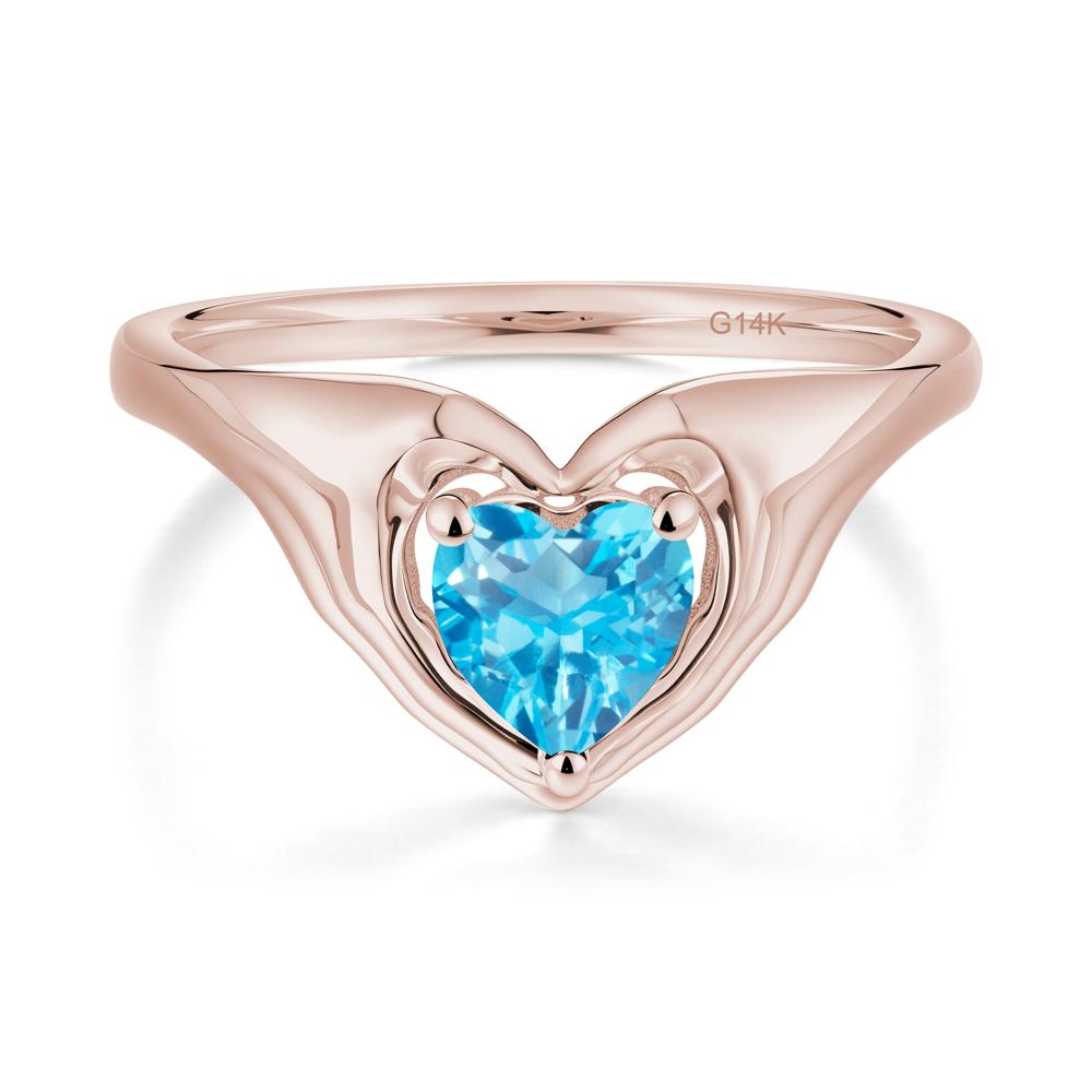 Swiss Blue Topaz Claddagh Promise Ring - LUO Jewelry #metal_14k rose gold