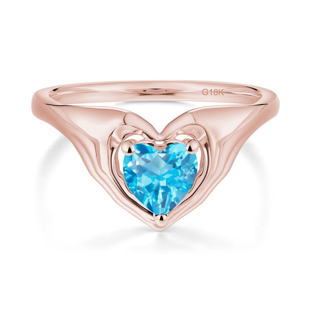 Swiss Blue Topaz Claddagh Promise Ring - LUO Jewelry #metal_18k rose gold