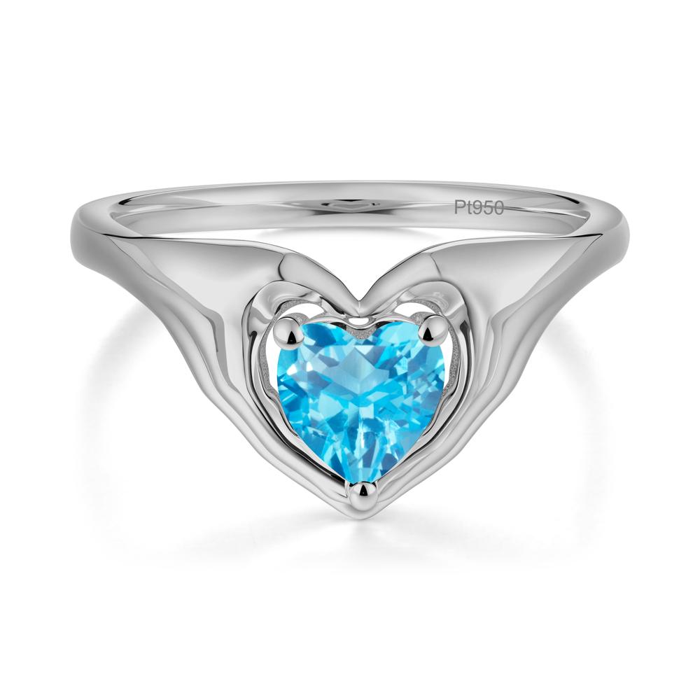 Swiss Blue Topaz Claddagh Promise Ring - LUO Jewelry #metal_platinum