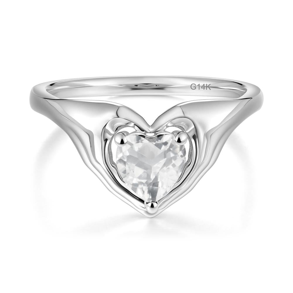 White Topaz Claddagh Promise Ring - LUO Jewelry #metal_14k white gold