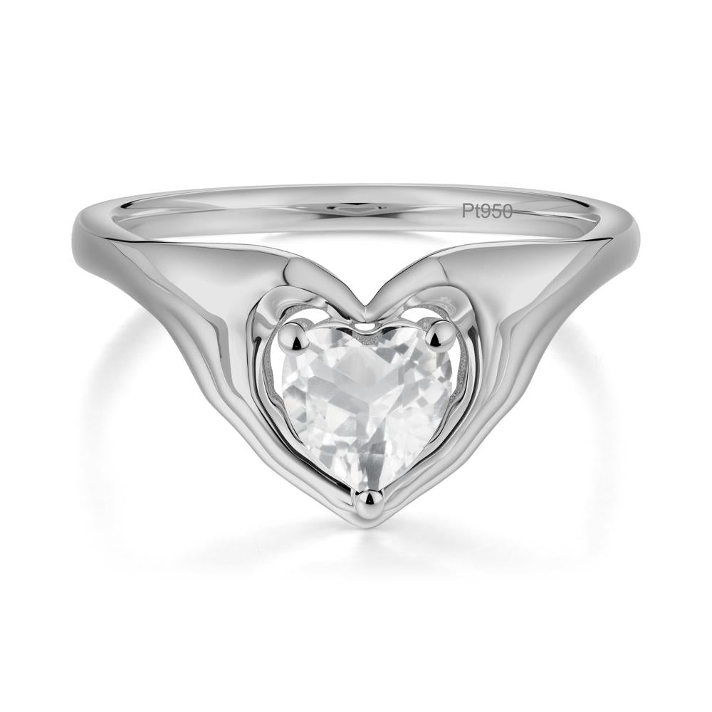 White Topaz Claddagh Promise Ring - LUO Jewelry #metal_platinum