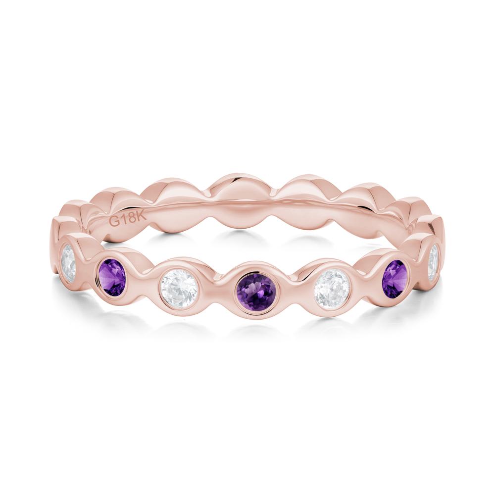 Round Amethyst and Cubic Zirconia Eternity Band Ring - LUO Jewelry #metal_18k rose gold