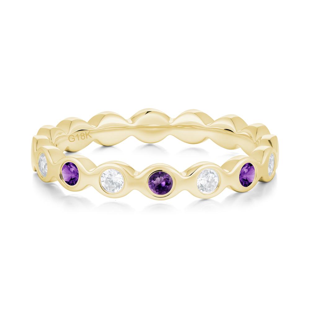 Round Amethyst and Cubic Zirconia Eternity Band Ring - LUO Jewelry #metal_18k yellow gold
