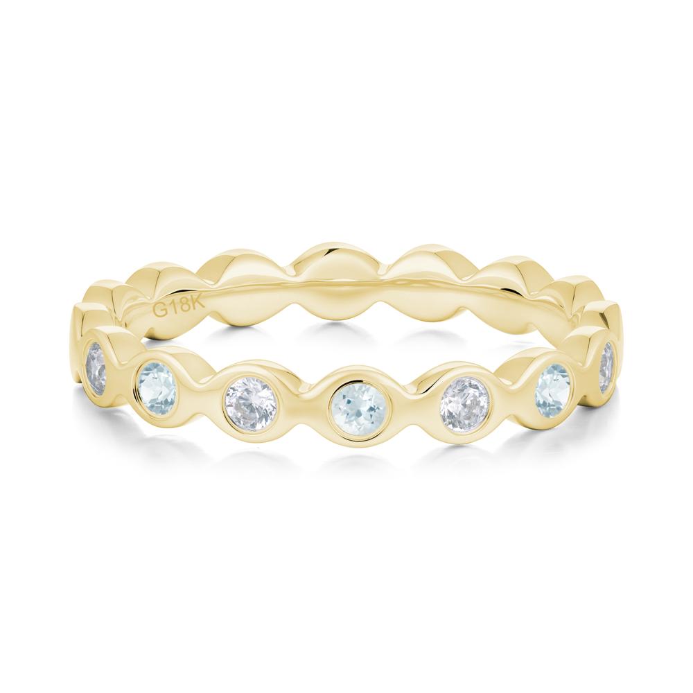 Round Aquamarine and Cubic Zirconia Eternity Ring - LUO Jewelry #metal_18k yellow gold