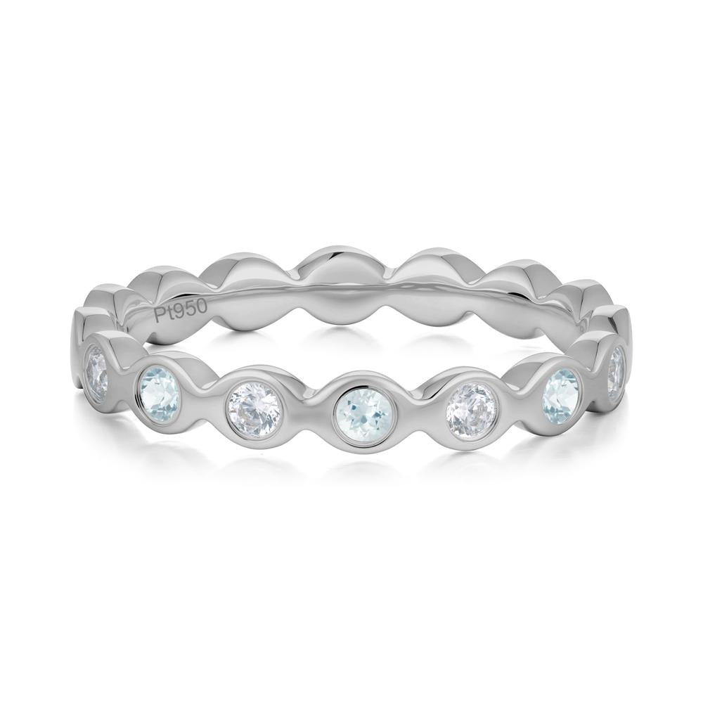 Round Aquamarine and Cubic Zirconia Eternity Ring - LUO Jewelry #metal_platinum
