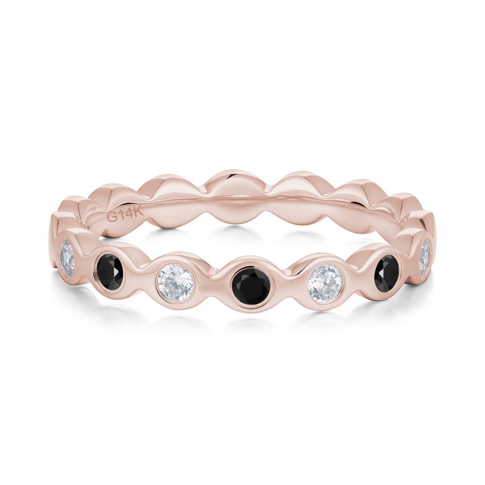 Round Black Spinel and Cubic Zirconia Eternity Band Ring - LUO Jewelry #metal_14k rose gold