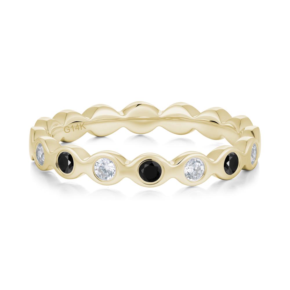 Round Black Spinel and Cubic Zirconia Eternity Band Ring - LUO Jewelry #metal_14k yellow gold