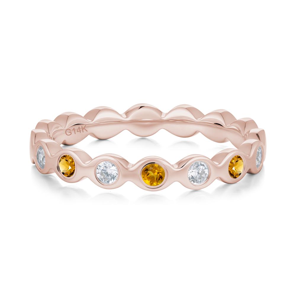Round Citrine and Cubic Zirconia Eternity Ring - LUO Jewelry #metal_14k rose gold