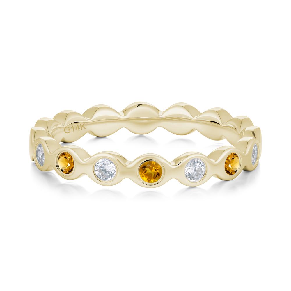 Round Citrine and Cubic Zirconia Eternity Ring - LUO Jewelry #metal_14k yellow gold