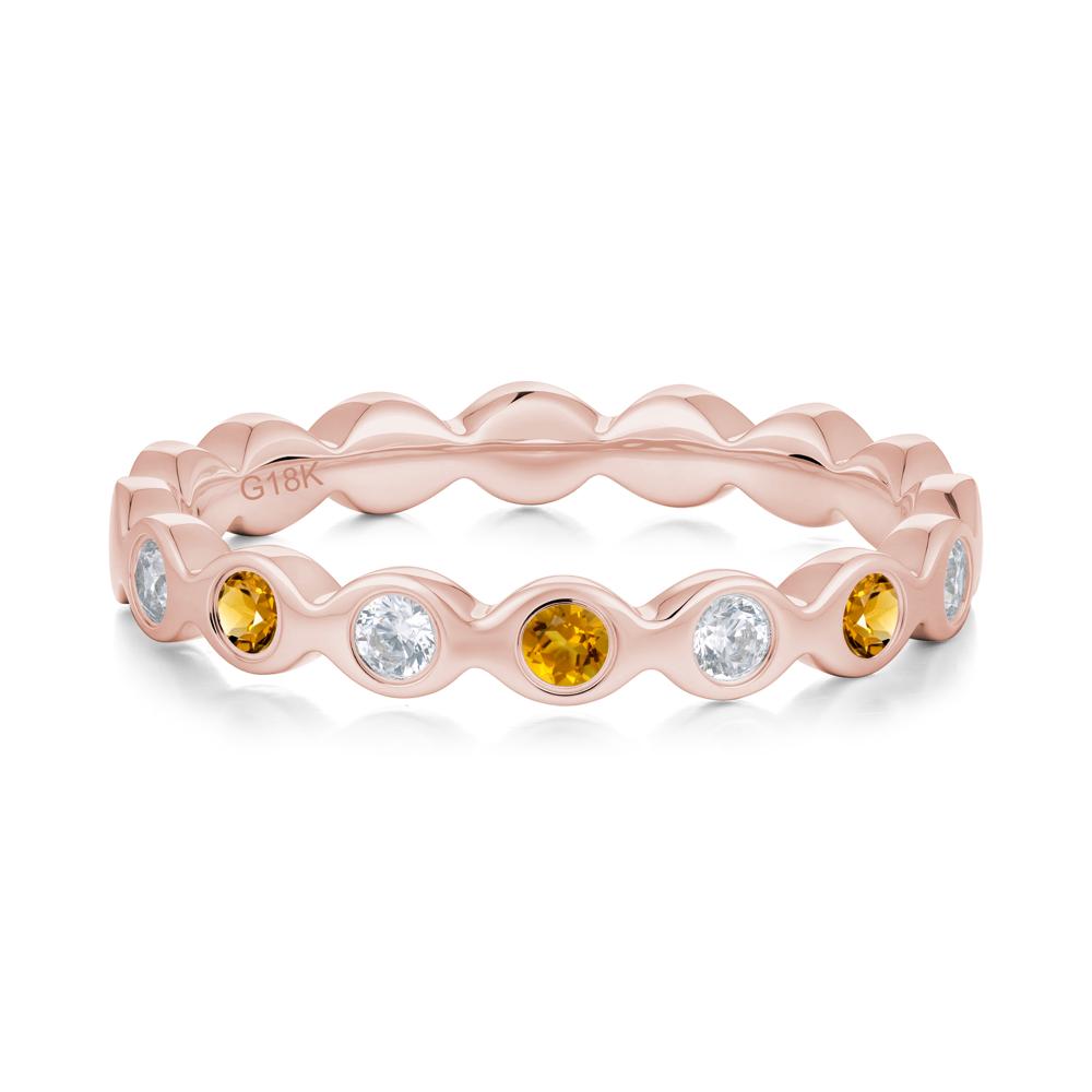 Round Citrine and Cubic Zirconia Eternity Ring - LUO Jewelry #metal_18k rose gold