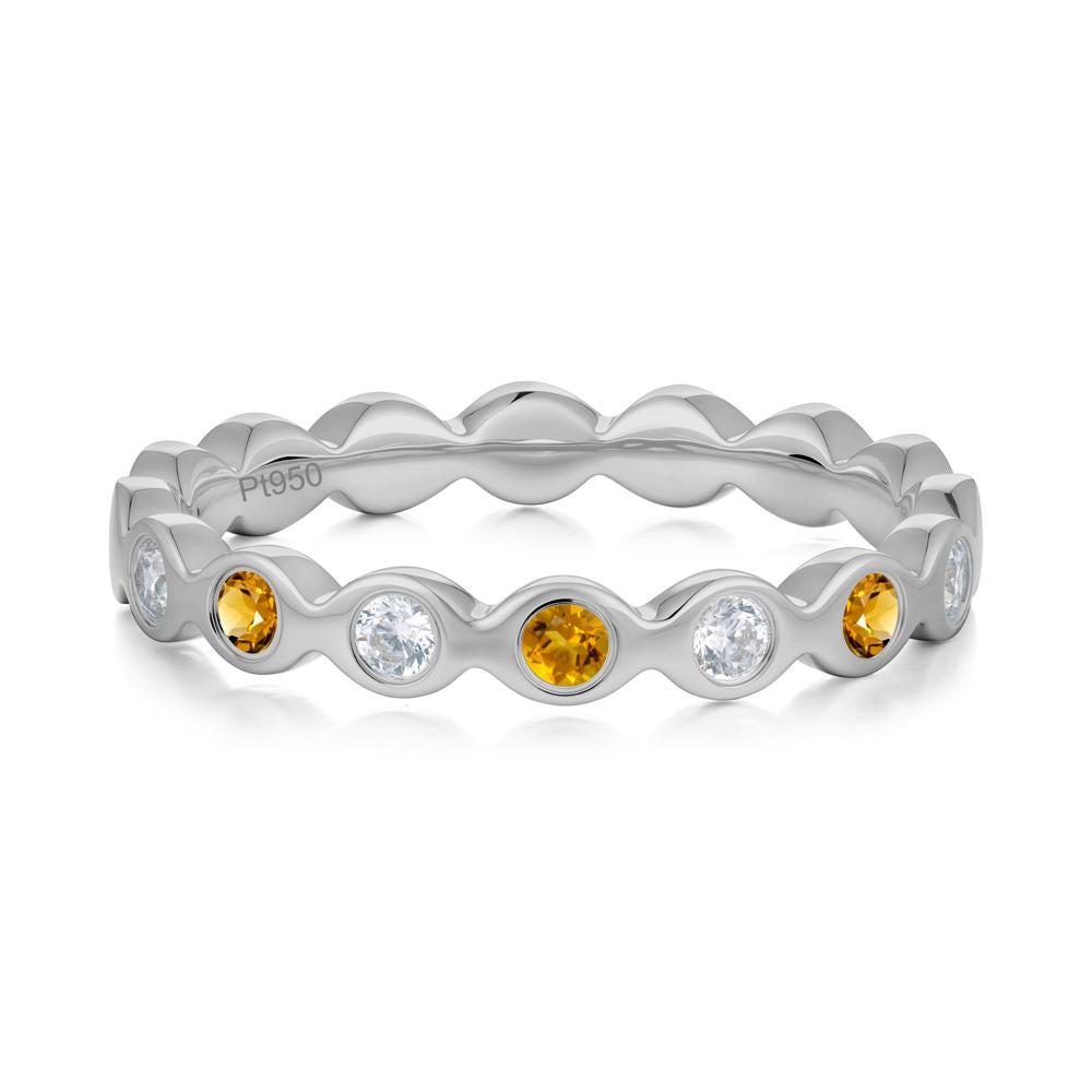 Round Citrine and Cubic Zirconia Eternity Ring - LUO Jewelry #metal_platinum