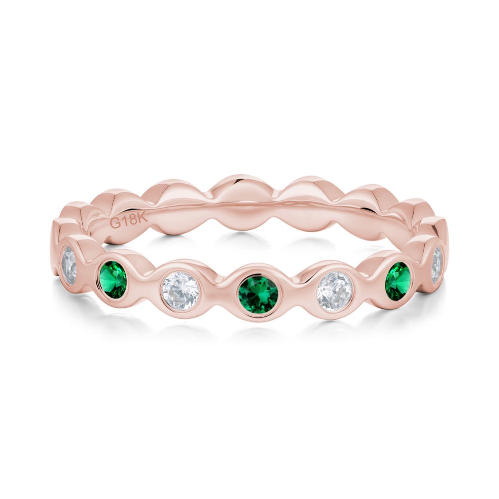 Round Emerald and Cubic Zirconia Eternity Band Ring - LUO Jewelry #metal_18k rose gold