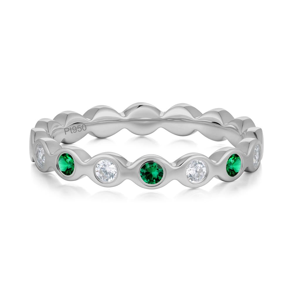 Round Emerald and Cubic Zirconia Eternity Band Ring - LUO Jewelry #metal_platinum