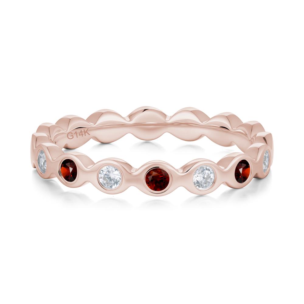 Round Garnet and Cubic Zirconia Eternity Ring - LUO Jewelry #metal_14k rose gold