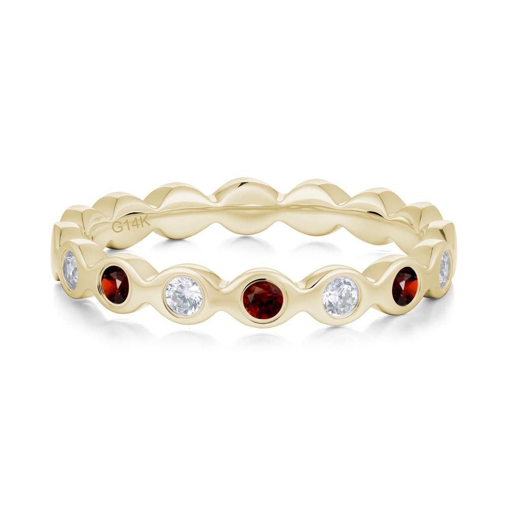 Round Garnet and Cubic Zirconia Eternity Ring - LUO Jewelry #metal_14k yellow gold