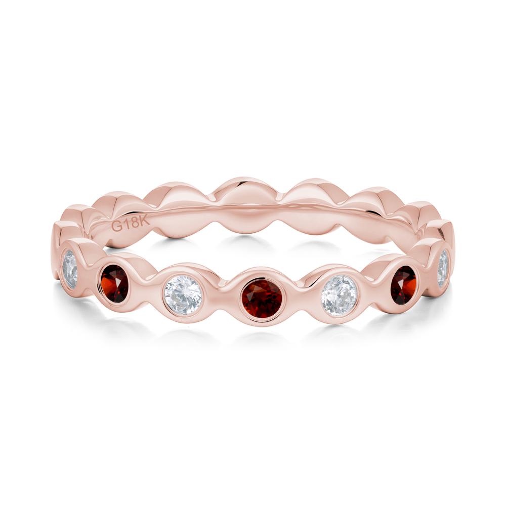 Round Garnet and Cubic Zirconia Eternity Ring - LUO Jewelry #metal_18k rose gold