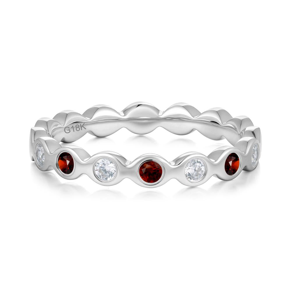 Round Garnet and Cubic Zirconia Eternity Ring - LUO Jewelry #metal_18k white gold