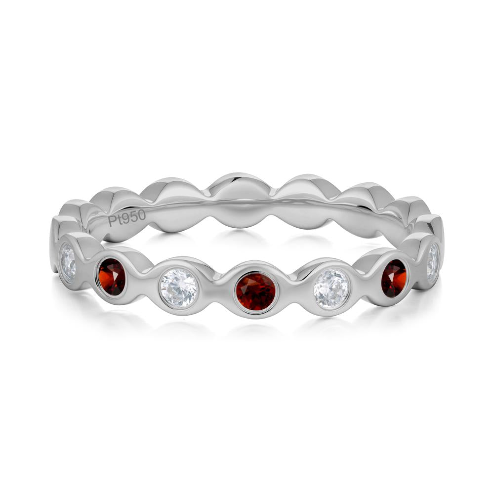 Round Garnet and Cubic Zirconia Eternity Ring - LUO Jewelry #metal_platinum