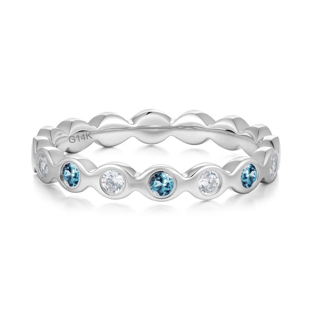 Round London Blue Topaz and Cubic Zirconia Eternity Ring - LUO Jewelry #metal_14k white gold
