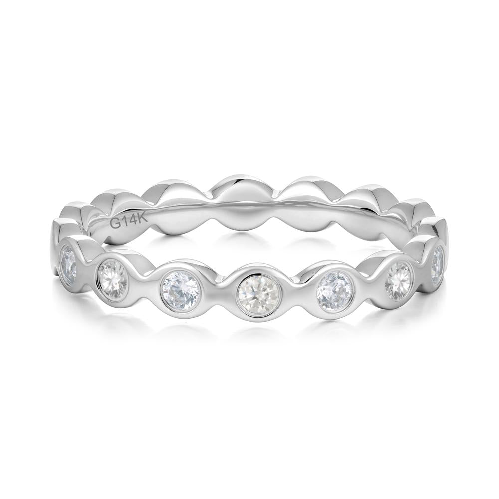 Round Moissanite and Cubic Zirconia Eternity Ring - LUO Jewelry #metal_14k white gold