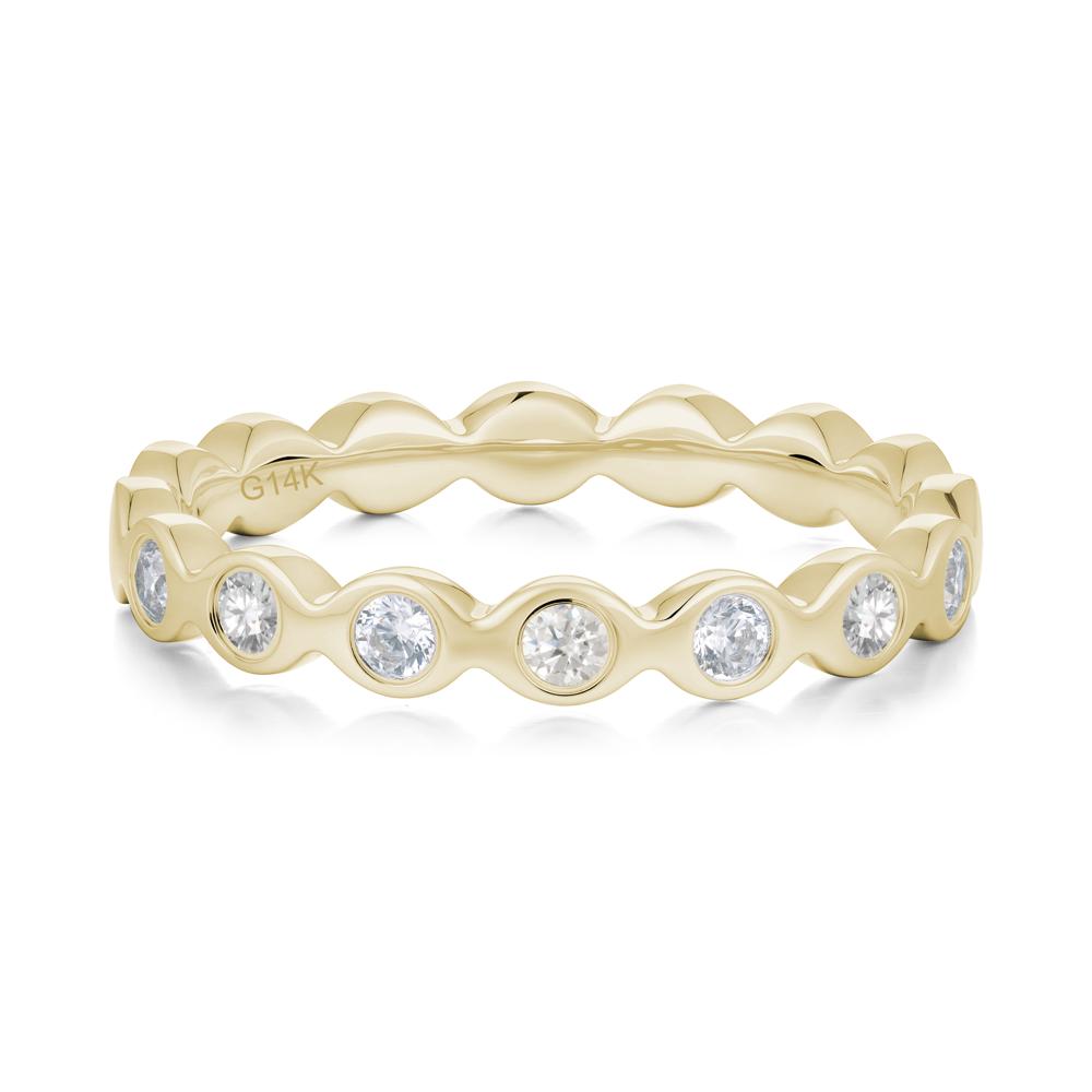 Round Moissanite and Cubic Zirconia Eternity Ring - LUO Jewelry #metal_14k yellow gold