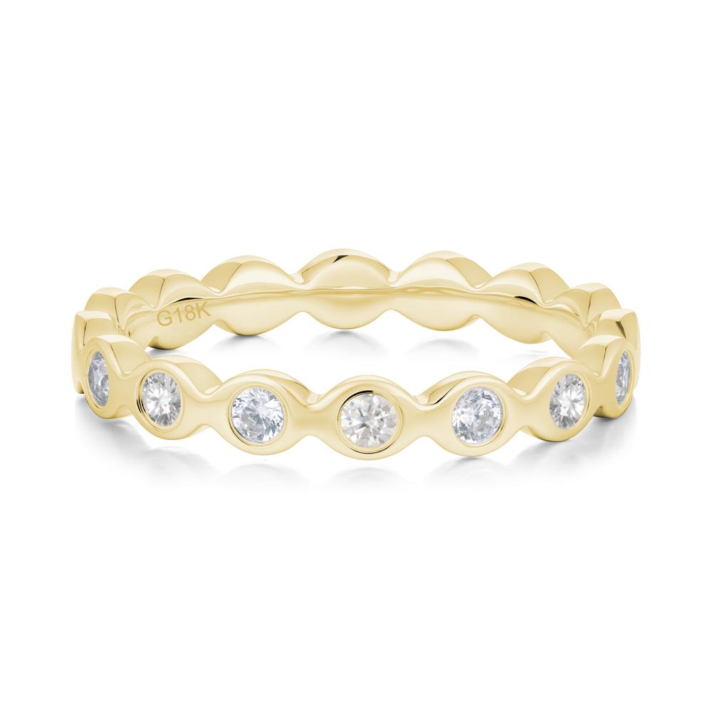 Round Moissanite and Cubic Zirconia Eternity Ring - LUO Jewelry #metal_18k yellow gold