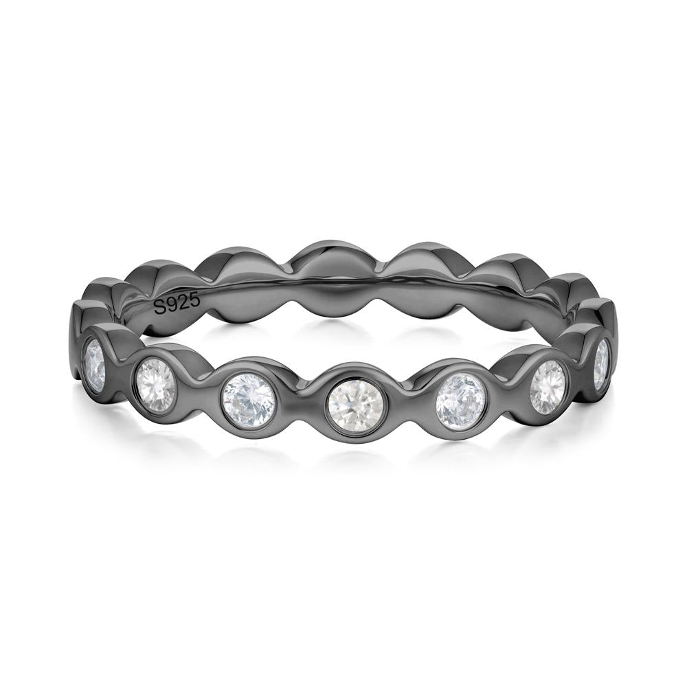 Round Moissanite and Cubic Zirconia Eternity Ring - LUO Jewelry #metal_black finish sterling silver
