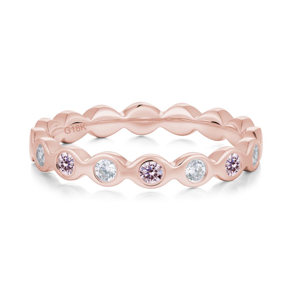 Round Cubic Zirconia and Pink Cubic Zirconia Eternity Band Ring - LUO Jewelry #metal_18k rose gold