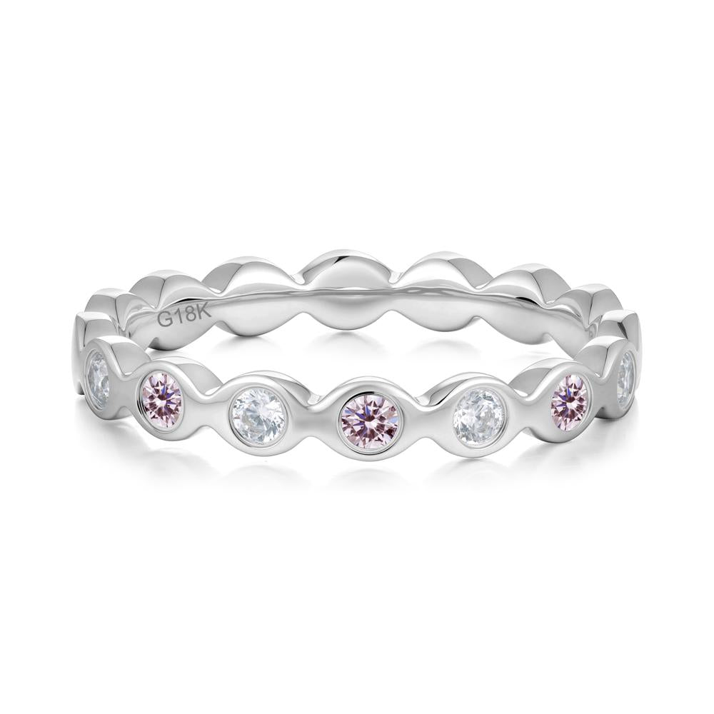 Round Cubic Zirconia and Pink Cubic Zirconia Eternity Band Ring - LUO Jewelry #metal_18k white gold