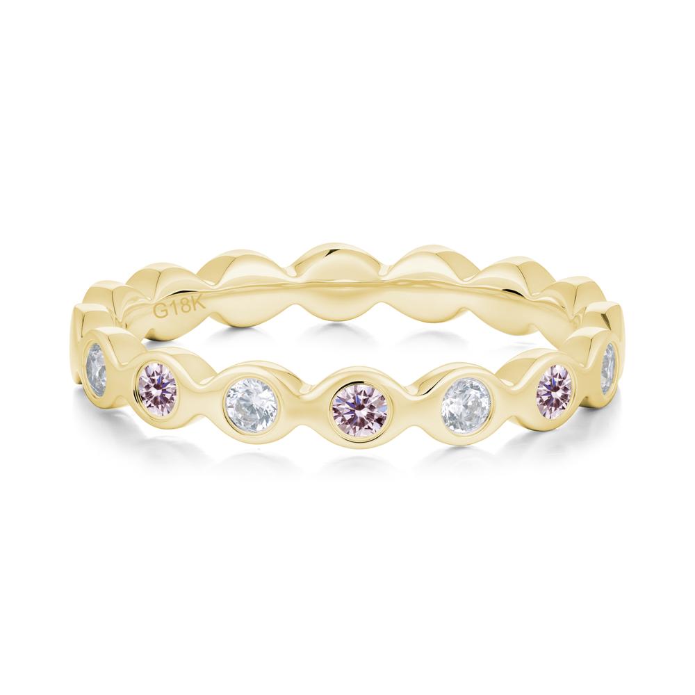 Round Cubic Zirconia and Pink Cubic Zirconia Eternity Band Ring - LUO Jewelry #metal_18k yellow gold