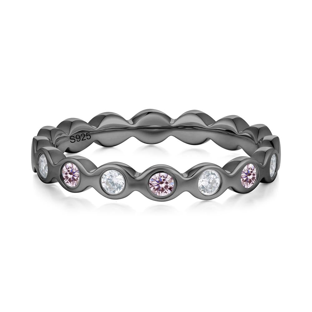 Round Cubic Zirconia and Pink Cubic Zirconia Eternity Band Ring - LUO Jewelry #metal_black finish sterling silver