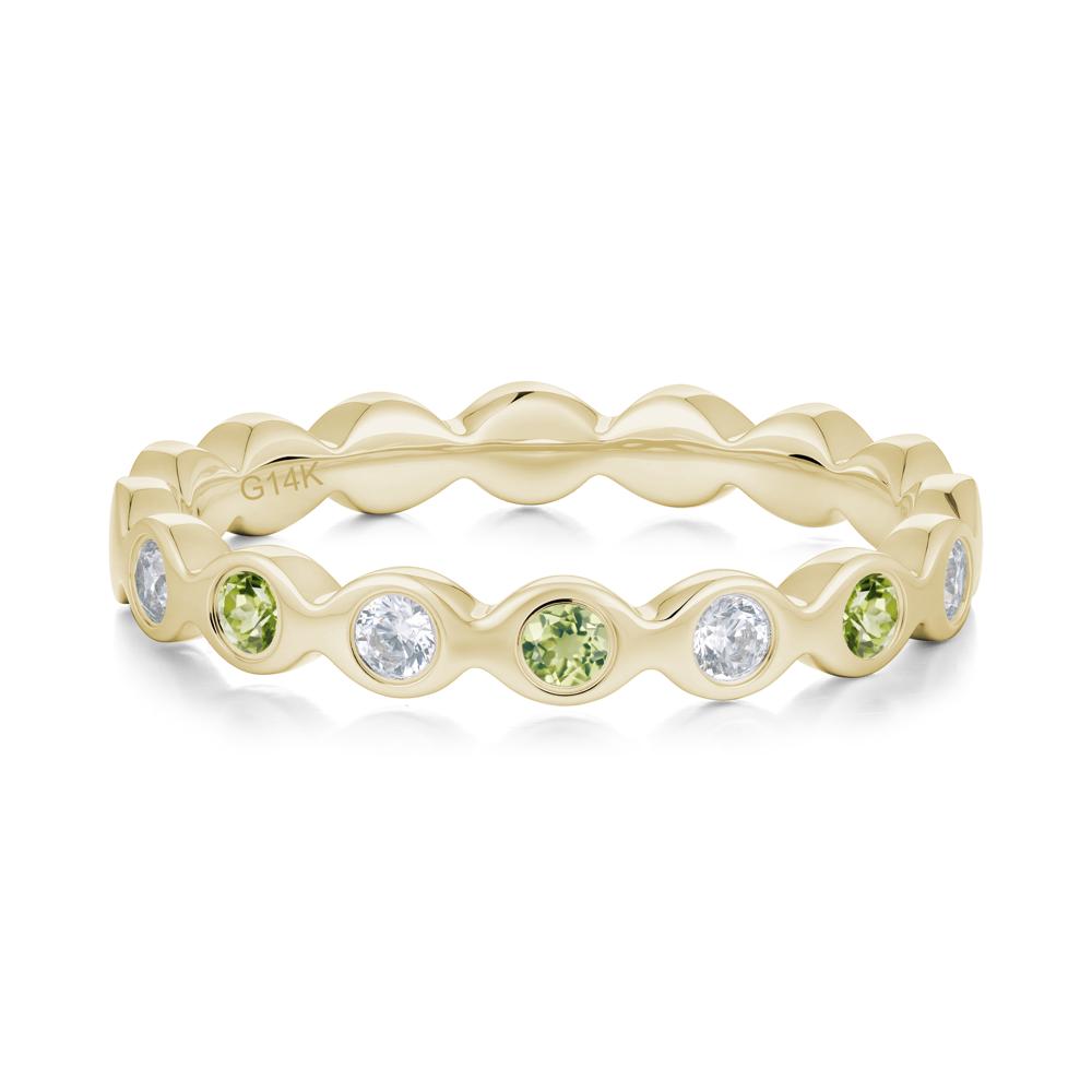 Round Cubic Zirconia and Peridot Eternity Band Ring - LUO Jewelry #metal_14k yellow gold