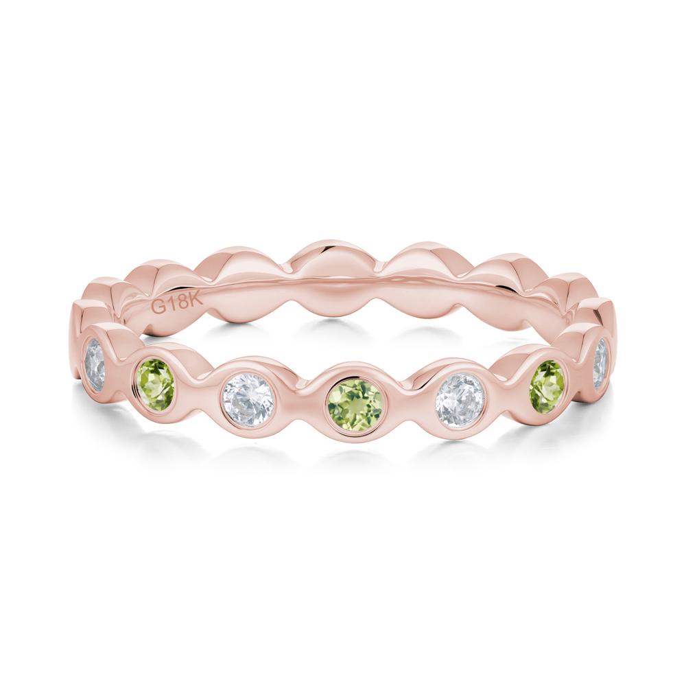 Round Cubic Zirconia and Peridot Eternity Band Ring - LUO Jewelry #metal_18k rose gold