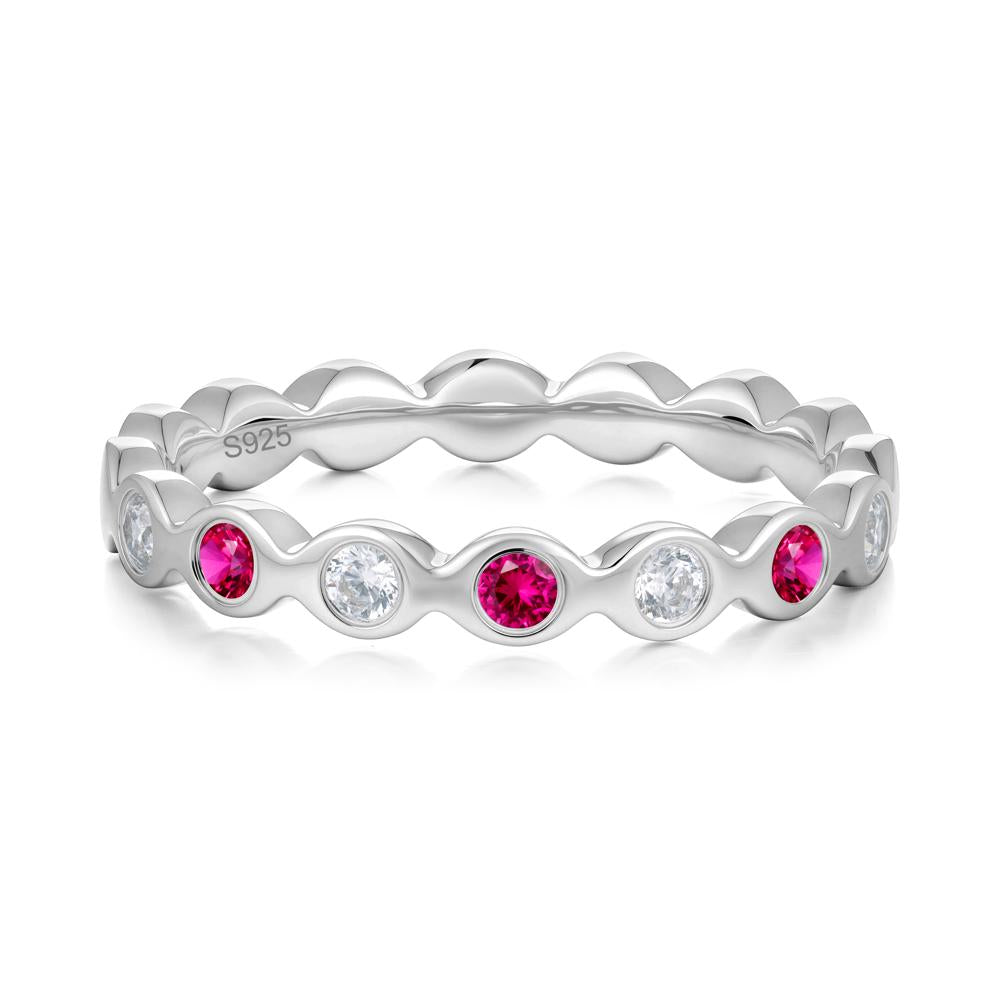 Round Ruby and Cubic Zirconia Eternity Ring - LUO Jewelry #metal_sterling silver