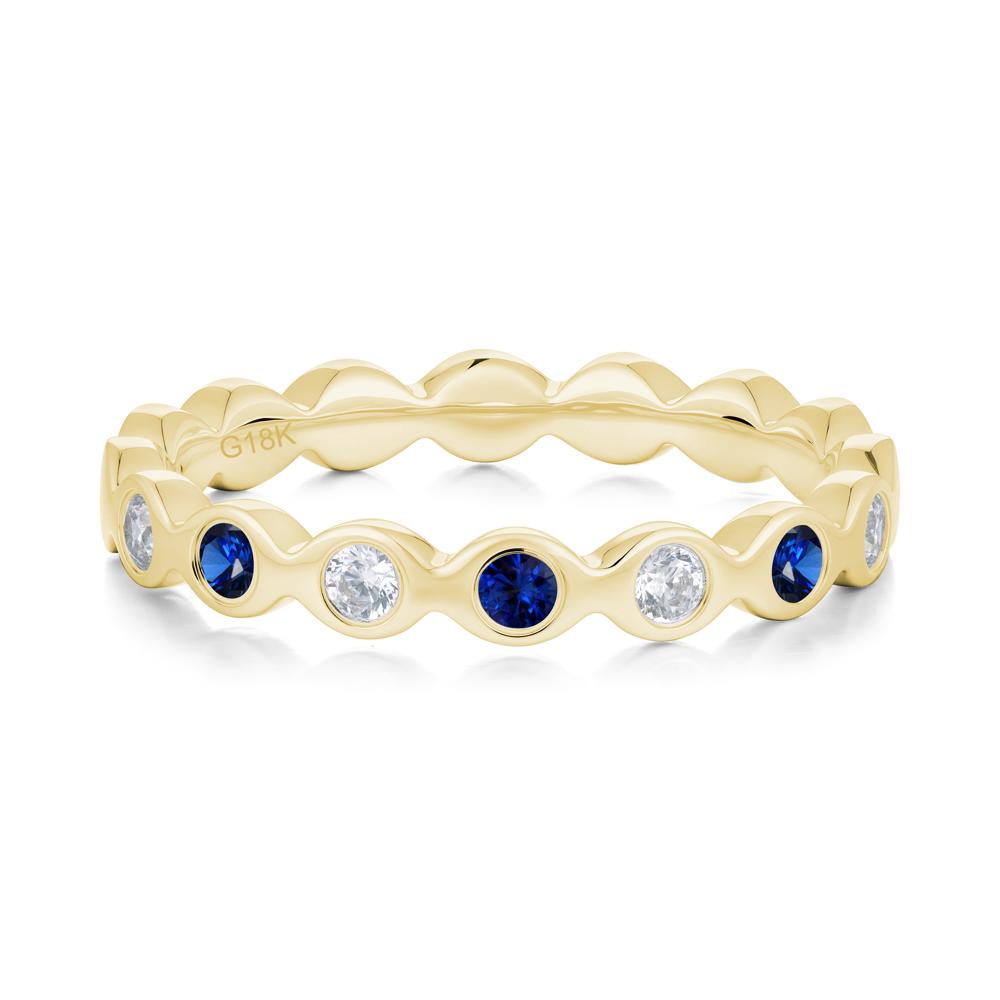Round Cubic Zirconia and Sapphire Eternity Band Ring - LUO Jewelry #metal_18k yellow gold