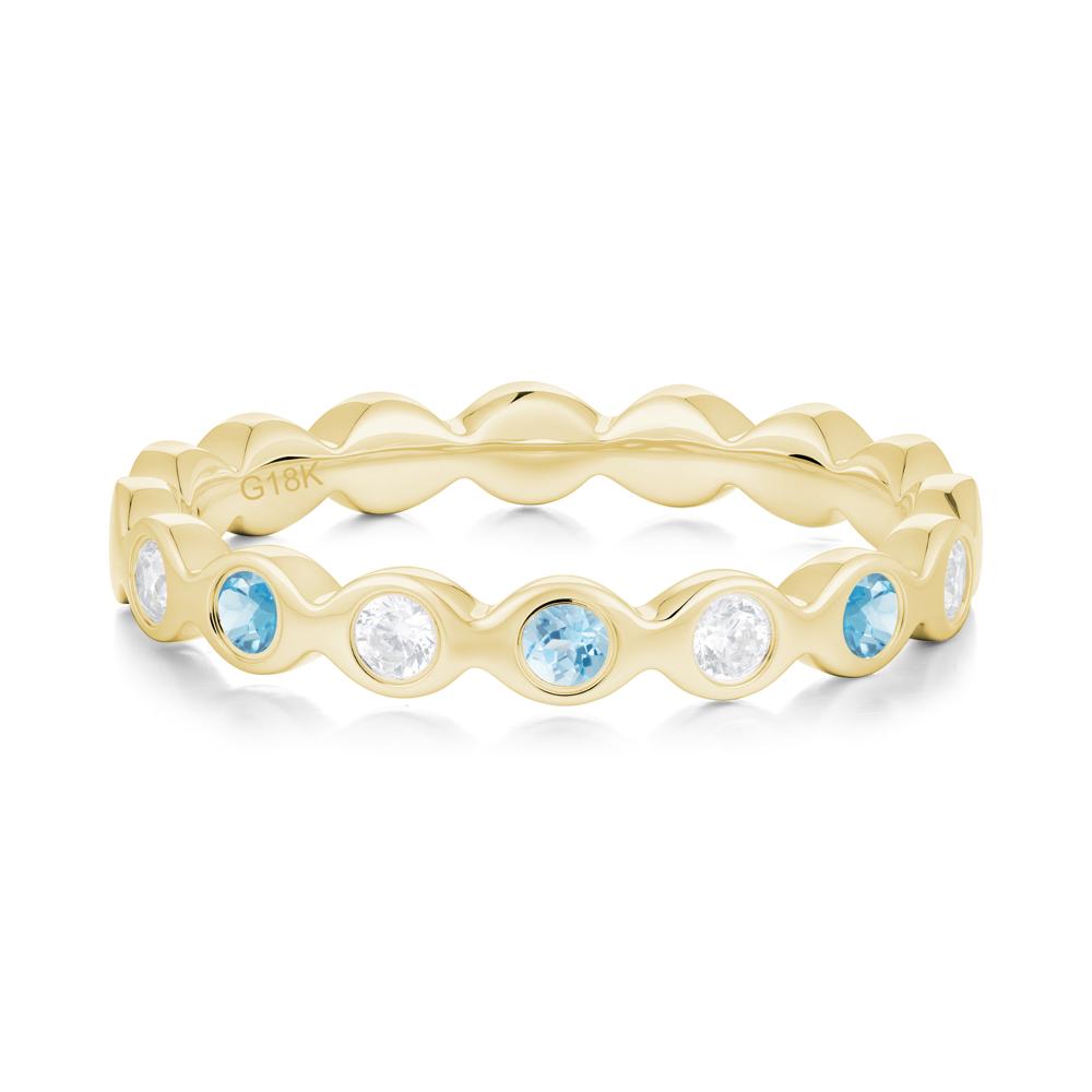Round Swiss Blue Topaz and Cubic Zirconia Eternity Band Ring - LUO Jewelry #metal_18k yellow gold