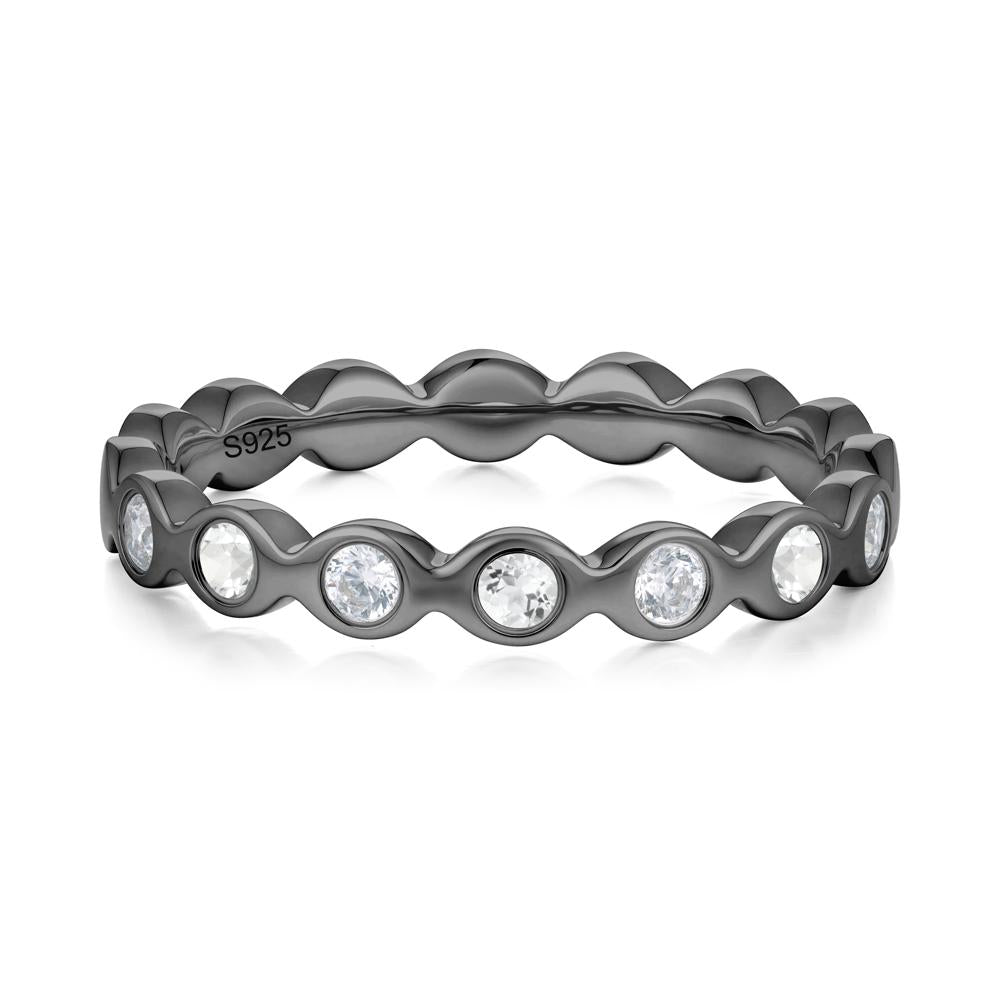 Round Cubic Zirconia and White Topaz Eternity Band Ring - LUO Jewelry #metal_black finish sterling silver