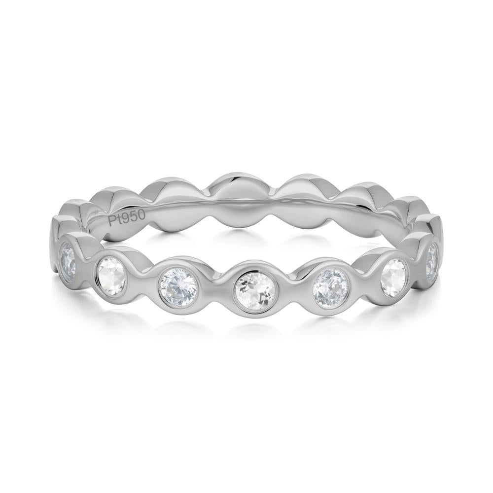 Round Cubic Zirconia and White Topaz Eternity Band Ring - LUO Jewelry #metal_platinum