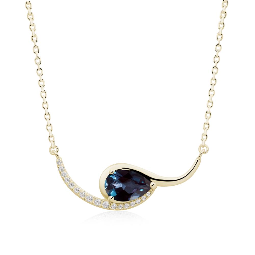 Swirl Pear Shaped Alexandrite Necklace - LUO Jewelry #metal_14k yellow gold