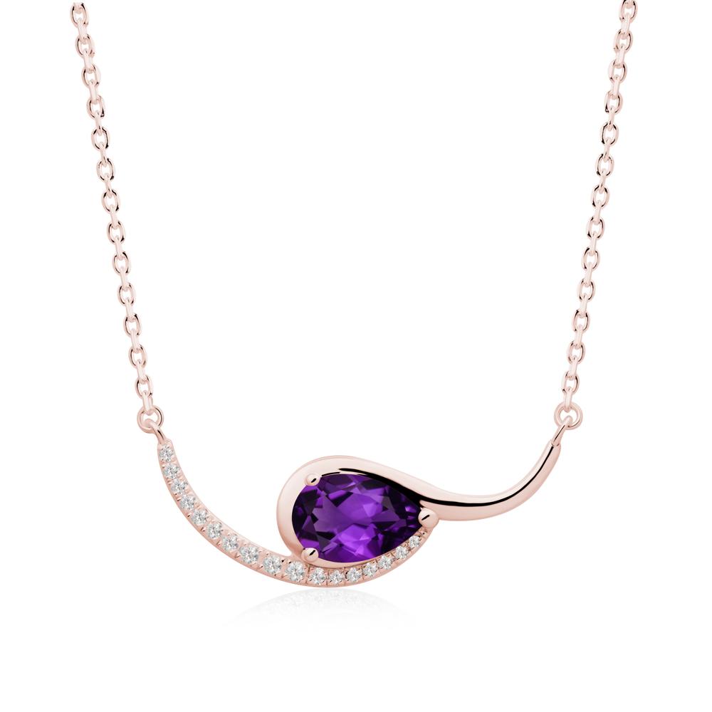 Swirl Pear Shaped Amethyst Necklace - LUO Jewelry #metal_18k rose gold