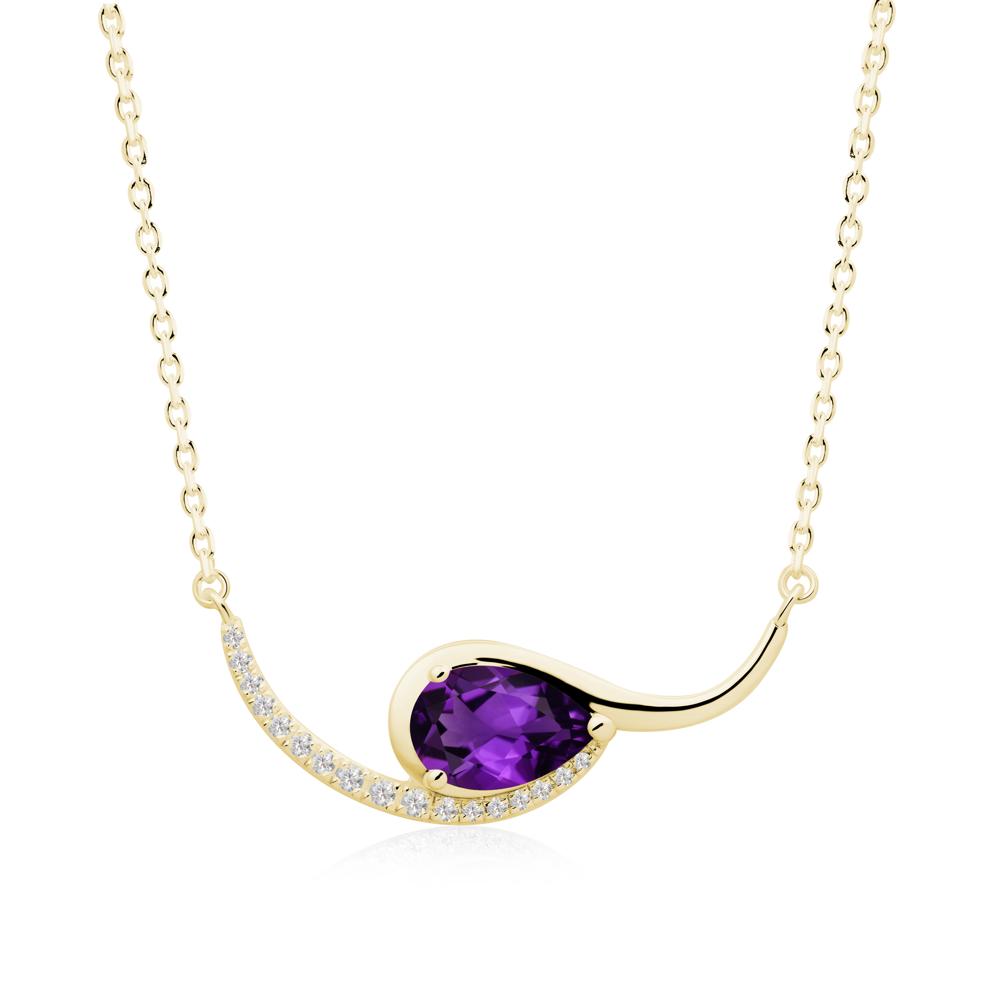 Swirl Pear Shaped Amethyst Necklace - LUO Jewelry #metal_18k yellow gold