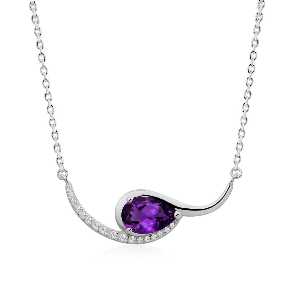 Swirl Pear Shaped Amethyst Necklace - LUO Jewelry #metal_platinum