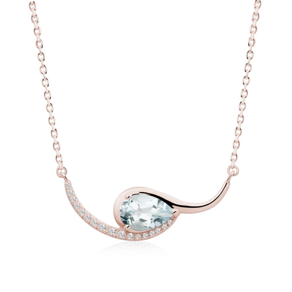 Swirl Pear Shaped Aquamarine Necklace - LUO Jewelry #metal_14k rose gold